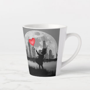 NEW YORK Full Moon Girl w Heart Balloon Coffee Mug