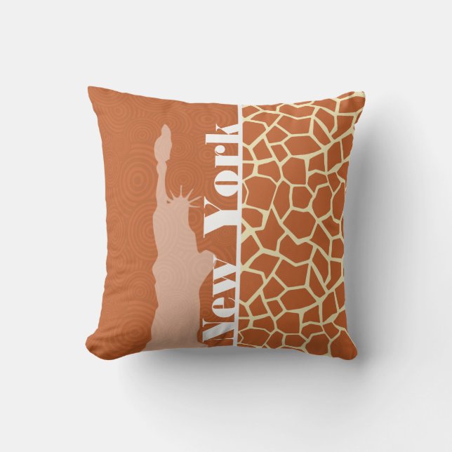 New York; Giraffe; Animal Print Cushion (Front)