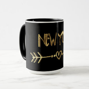 New York Gold Look Typography USA City Elegant Mug