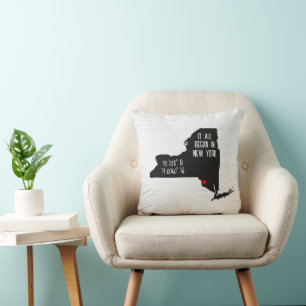 New York GPS Coordinates with Heart Cushion