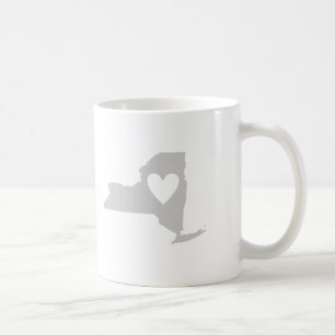 New York Gray State Map Shape with Heart Coffee Mug
