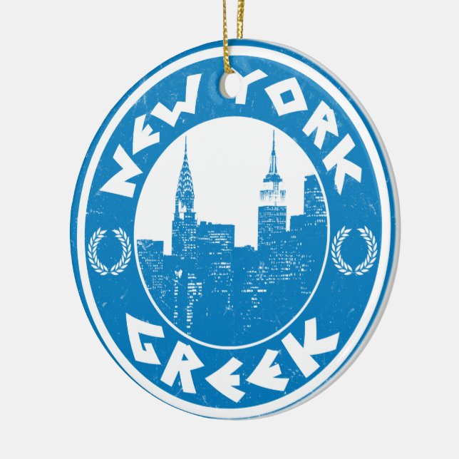 New York Greek American Ceramic Tree Decoration (Left)