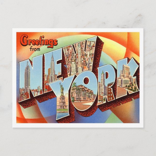 New York Greetings From US States Postcard (Front)