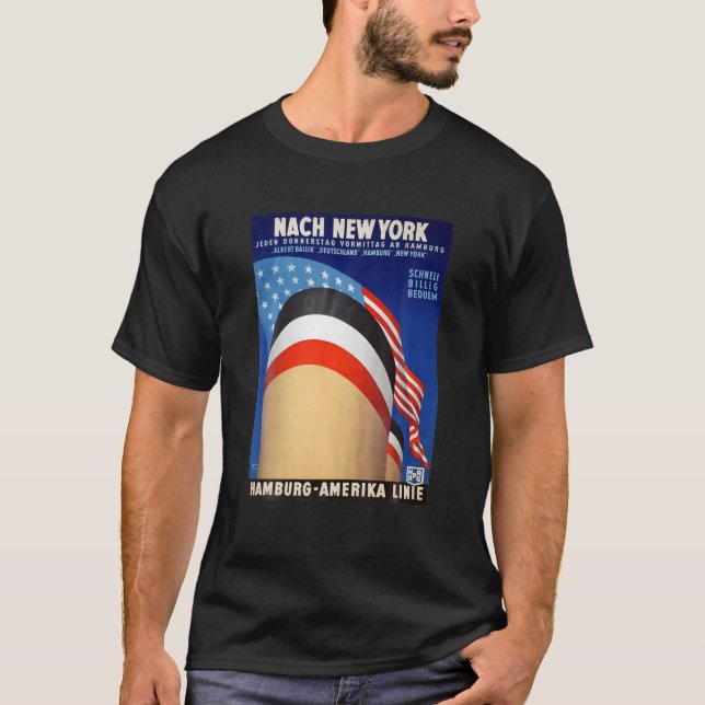 New York Hamburg Germany America Steamship Line T  T-Shirt (Front)