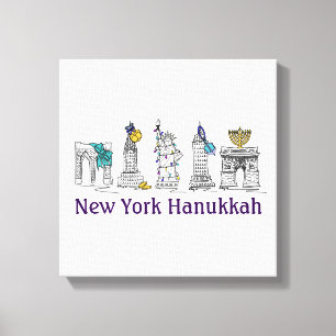 New York Hanukkah Chanukah Holiday Illustration Canvas Print