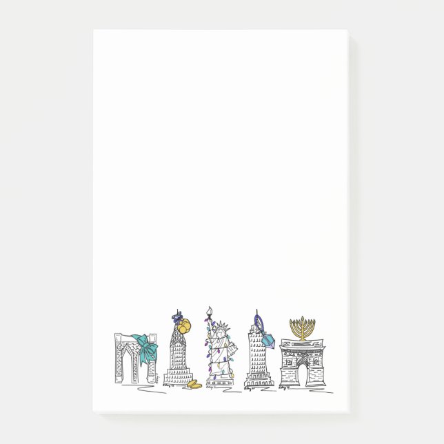 New York Hanukkah Happy Chanukah NYC Holiday Post-it Notes (Front)