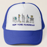New York Hanukkah NYC Chanukah Happy Holidays Trucker Hat<br><div class="desc">Features an original pen-and-ink illustration of various New York City landmarks "dressed up" for the holiday season!

This Chanukah illustration is also available on other products. Don't see what you're looking for? Need help with customisation? Contact Rebecca to have something designed just for you.</div>