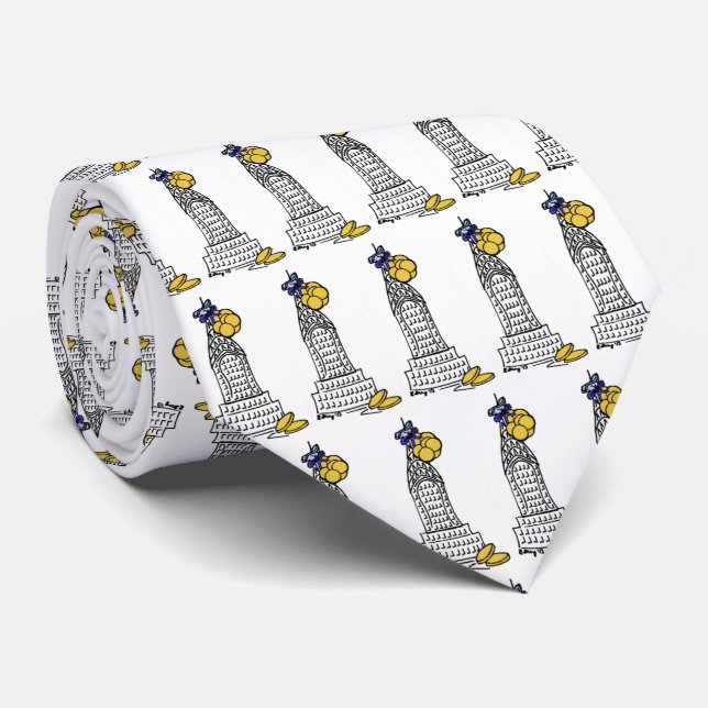 New York Hanukkah NYC Skyscraper Chanukah Gelt Tie (Rolled)