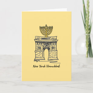New York Hanukkah Washington Square Menorah Candle Holiday Card