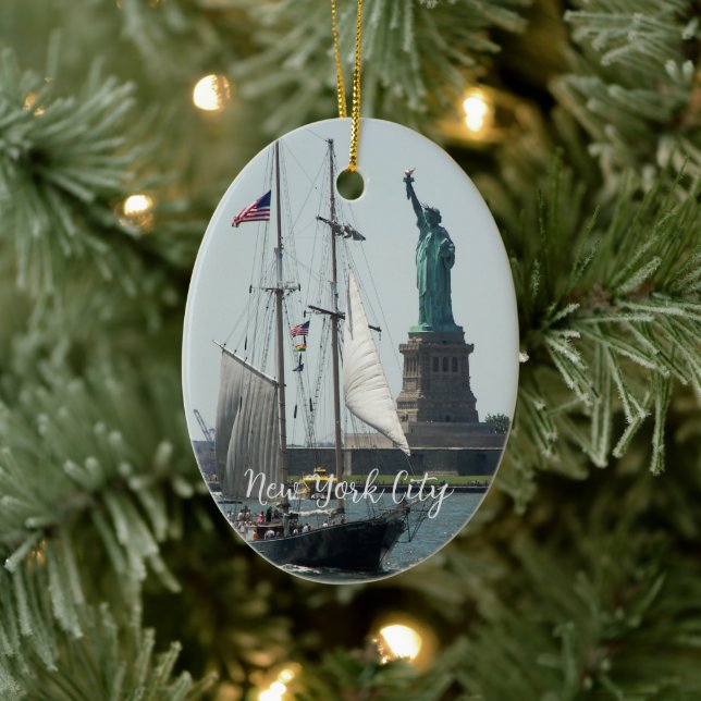 New York Harbor Statue of Liberty Ceramic Tree Decoration (Tree)