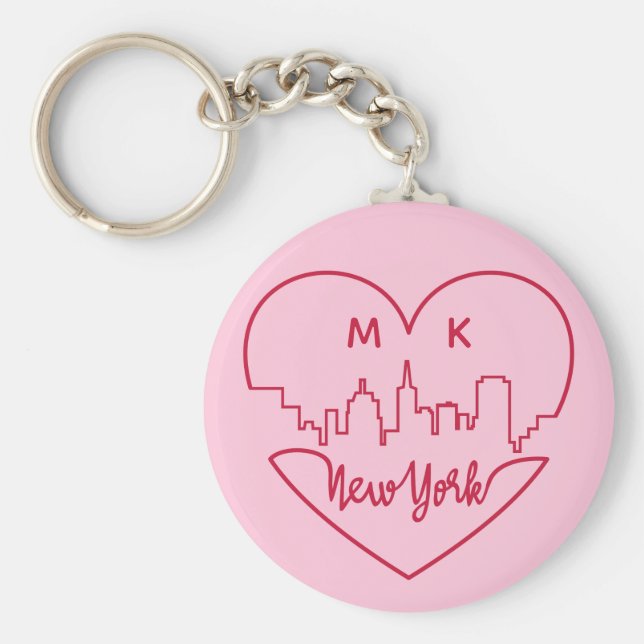 New York Heart custom monogram key chains (Front)