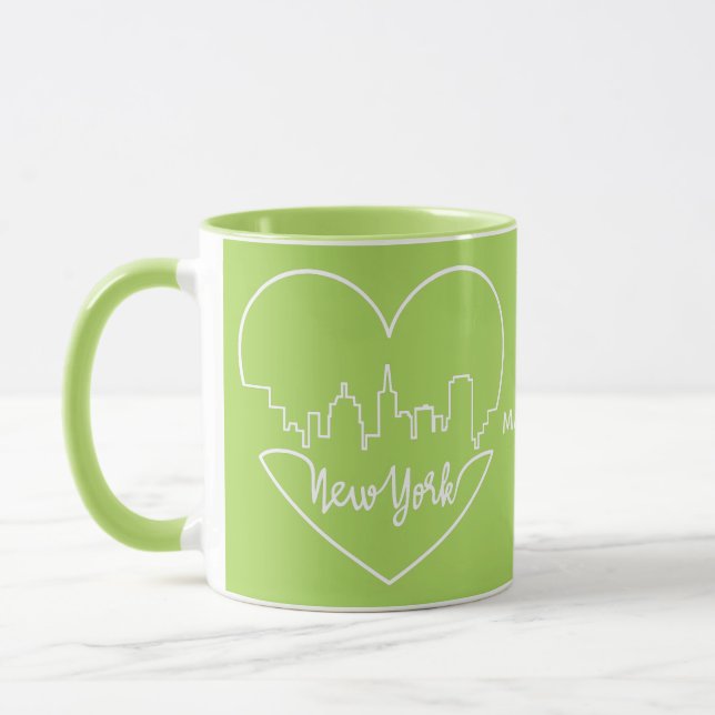 New York Heart custom name & colour mugs (Left)