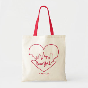 New York Heart custom name tote bags