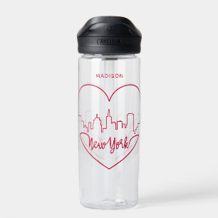 New York Heart custom name Water Bottle