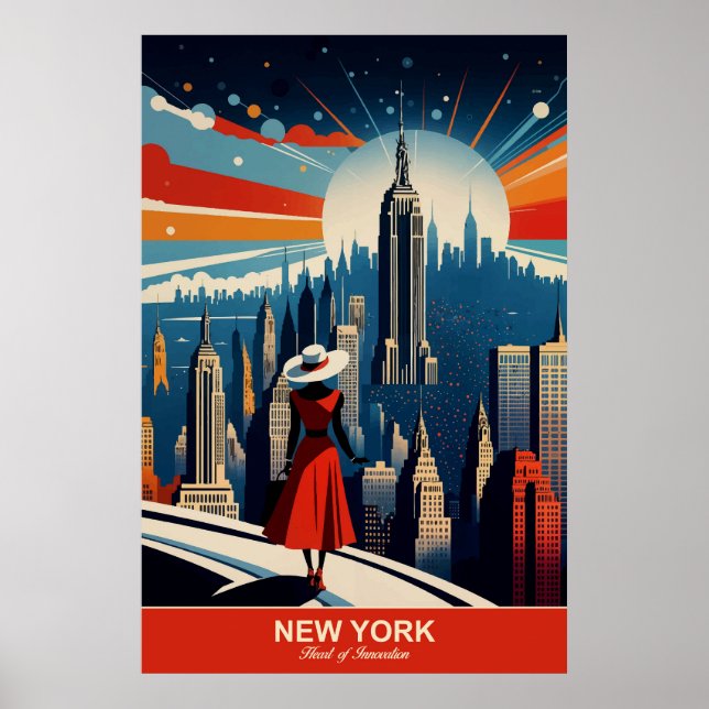 New York: Heart of Innovation Travel Poster (Front)