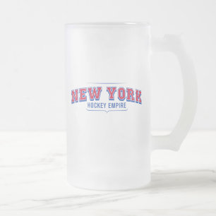 New York Hockey Empire 16 oz Frosted Glass Mug