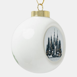 New York Holiday Elegance - Customisable Christmas Ceramic Ball Christmas Ornament