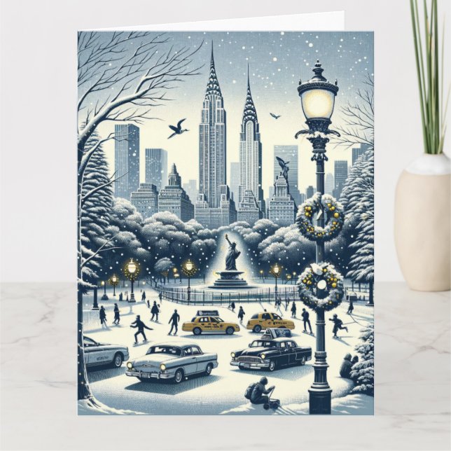 New York Holiday Elegance - Customizable Christmas Card (Front)