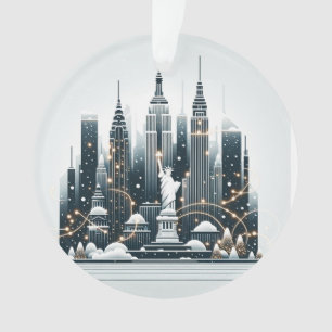 New York Holiday Elegance - Customizable Christmas Ornament