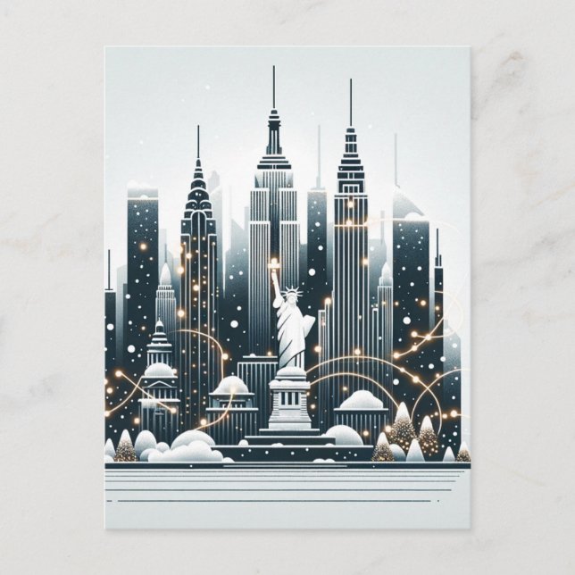 New York Holiday Elegance - Customizable Christmas Postcard (Front)