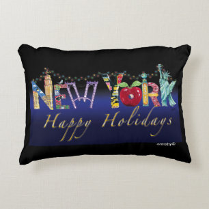 New York holiday pillow