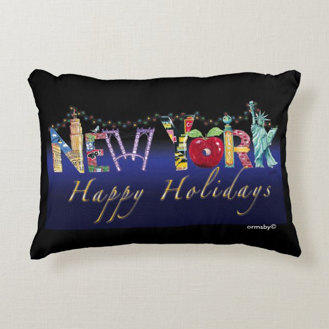 New York holiday pillow (Front)