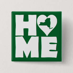 New York Home Heart State Button Badge Pin