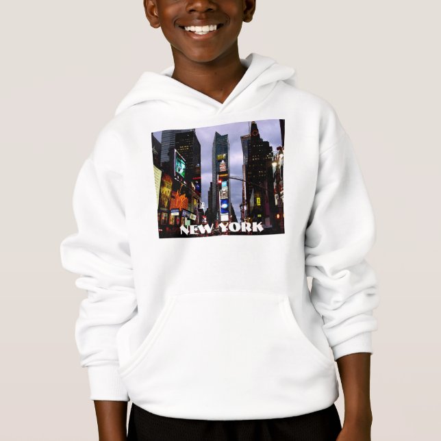 New York Hoodie Kid Times Square Hooded Sweatshirt (Front)