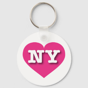 New York Hot Pink Heart - I love NY Key Ring