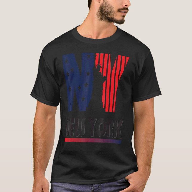 New York  Idea Cool American Flag T-Shirt (Front)