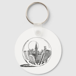 New York in a glass ball Key Ring