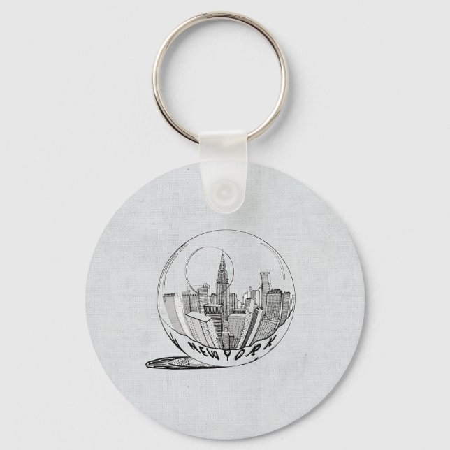 New York in a glass ball Key Ring (Front)