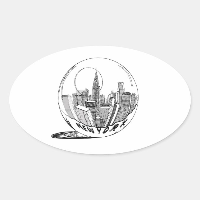 New York in a glass ball Oval Sticker (Front)
