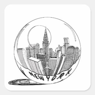 New York in a glass ball Square Sticker