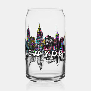 New York in graffiti with monogram Can Glass