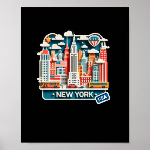 New York In Usa Sticker Poster