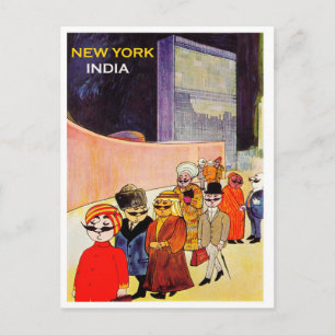 New York India, vintage airline poster Postcard