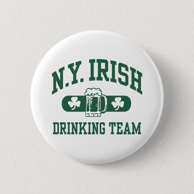 New York Irish Drinking Team 6 Cm Round Badge (Front)