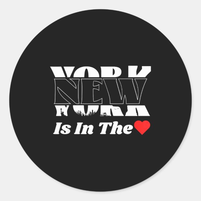 New York Is In The Heart – Bold Skyline Graphic De Classic Round Sticker (Front)