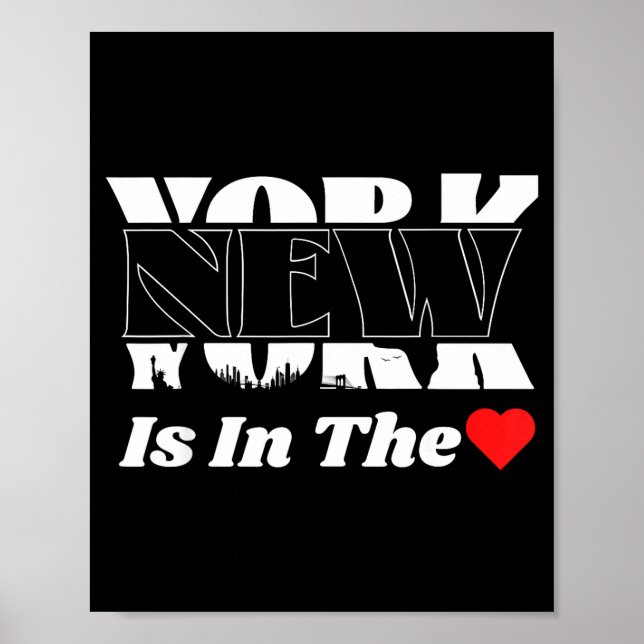 New York Is In The Heart – Bold Skyline Graphic De Poster (Front)