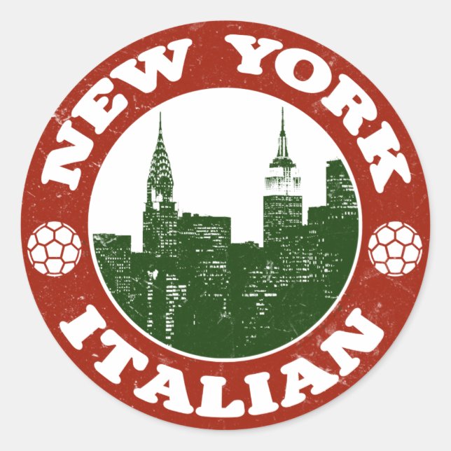 New York Italian American Classic Round Sticker (Front)