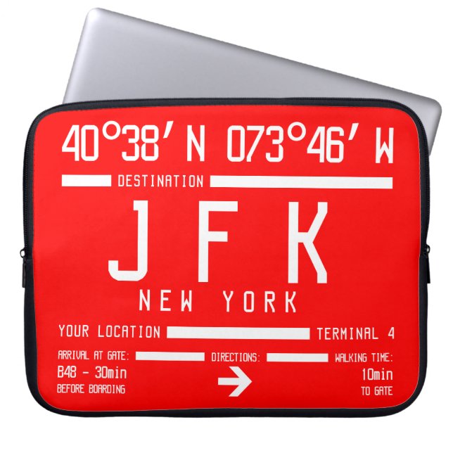 New York JFK International Airport Code Laptop Sleeve (Front)