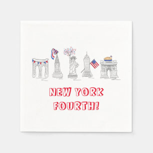 New York July 4th Fourth NYC Patriotic Landmarks Napkin