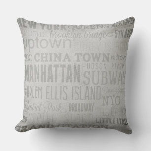 New York Key Words Throw Pillow