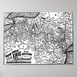 New York Lake Erie and Western Railroad 1884 Map Poster