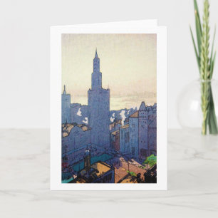 New York Landscape, Hiroshi Yoshida, Woodcut Card