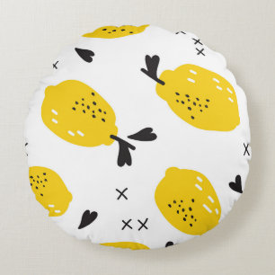 New York Lemons: Vintage Cut-Outs Round Cushion