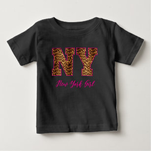 “New York” Leopard Font USA State Pride Custom Baby T-Shirt