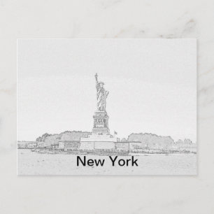 New York Liberty Sketch Postcard