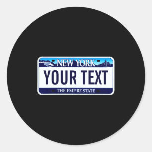 New York License Plate _1  Classic Round Sticker